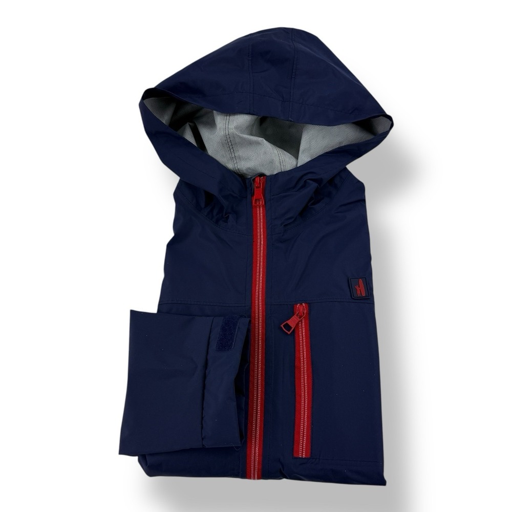 johnnie-O Prep-Formance Blue Full Zip Hooded Polyester Rain Jacket Men's Small